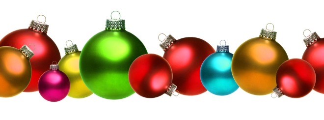 Colored christmas glass balls isolated on white background